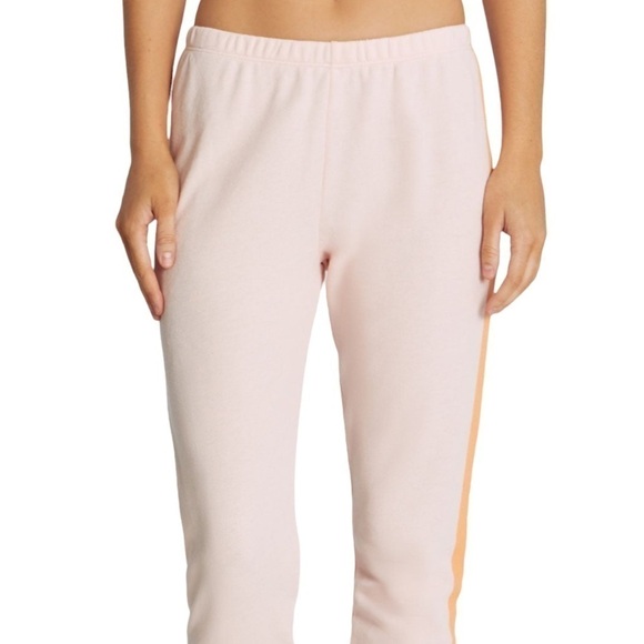WILDFOX NWT Retro Grapefruit Striped Knox Jogger Pants Size Medium in Pink Salt - Picture 5 of 14